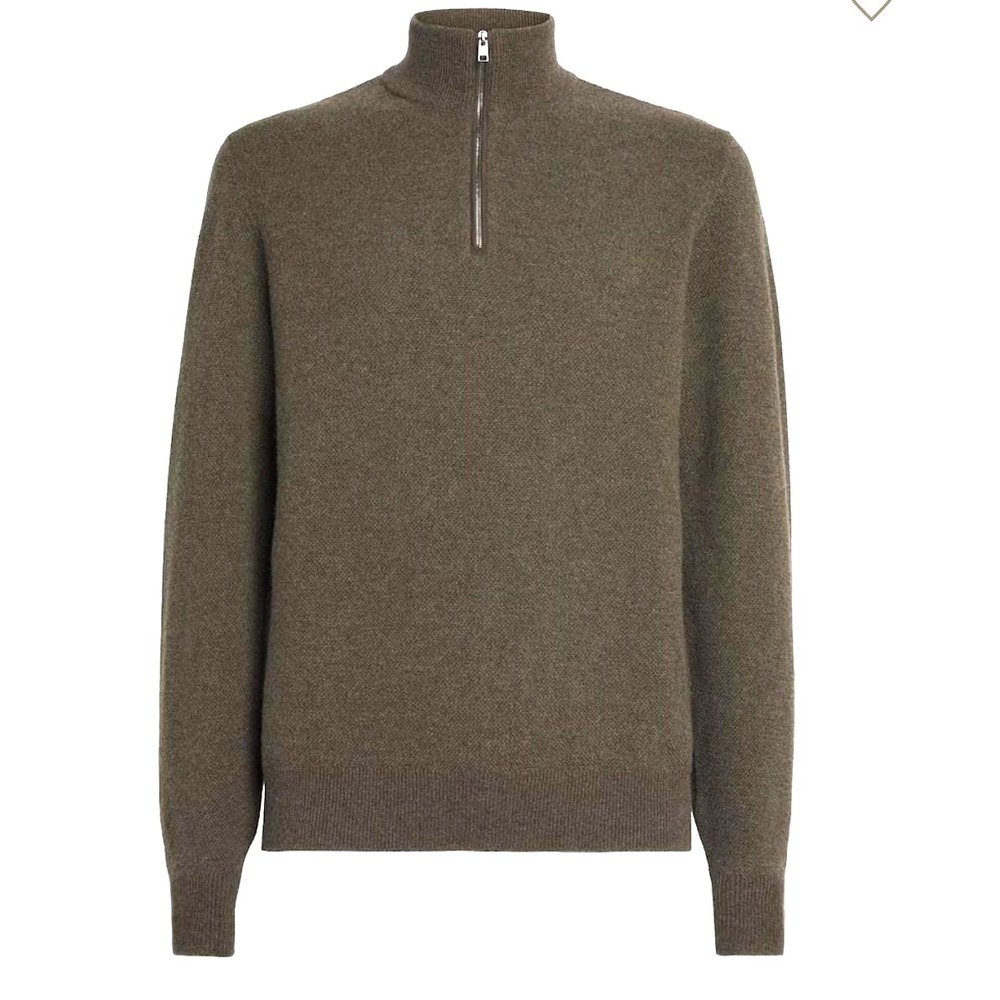 Ralph Lauren Purple Label Cashemre Men Olive Green Quarter-Zip Sweater XXL Italy